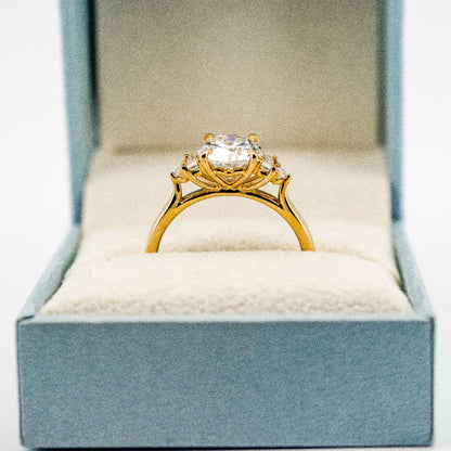 Beautiful 10 Karat Solid Gold Round Cut Diamond and Baguette Ring from Boujee Ice