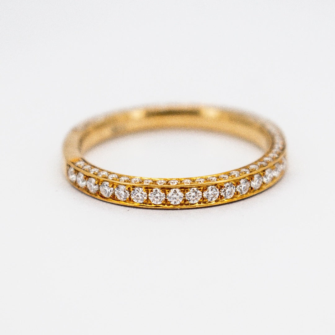 Luxurious Solid Gold 10K Round Cut Bezel Set Diamond Ring Band from Boujee Ice
