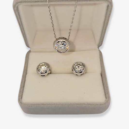 Beautiful Diamond Bezel Set including earrings and pendant by Boujee Ice