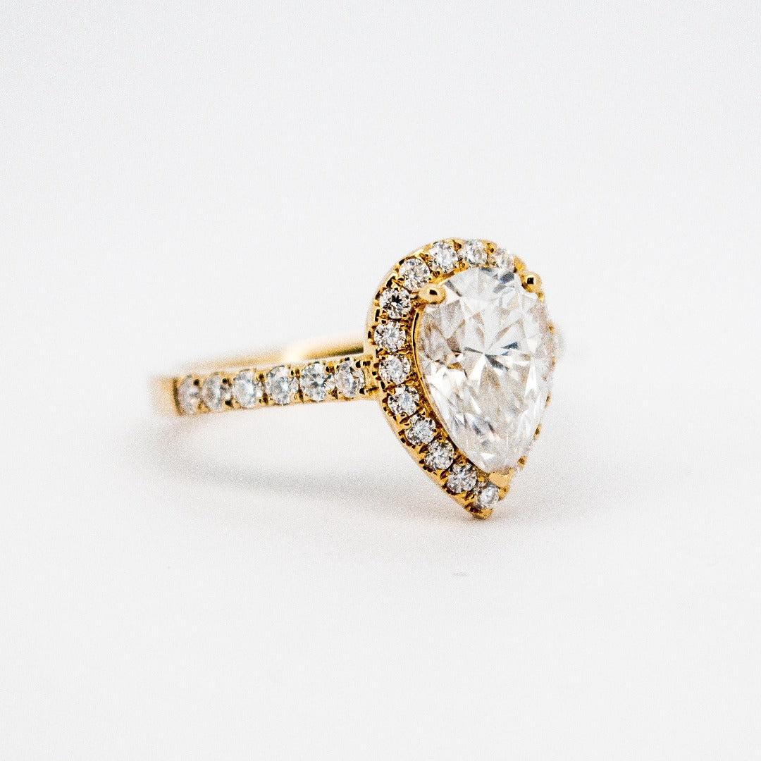 14 Karat Solid Gold Pear / Tear Drop Cut Luxury Diamond Ring from Boujee Ice