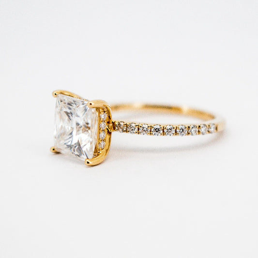 Beautiful Traditional 14 Karat Solid Gold Princess Cut Diamond Ring from Boujee ice