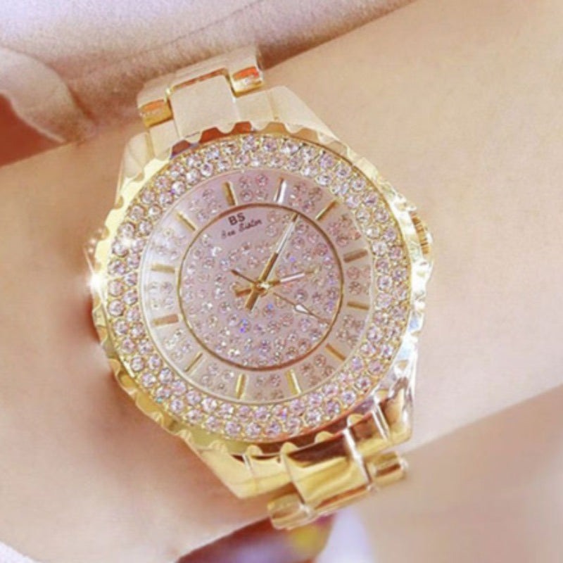 Crystal Diamante Gold or Silver Dress Watch for Women by Boujee Ice