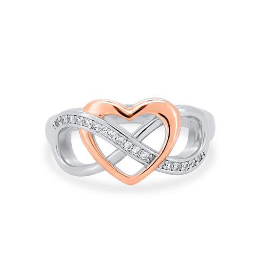 Rose Gold Heart & Infinity Ring