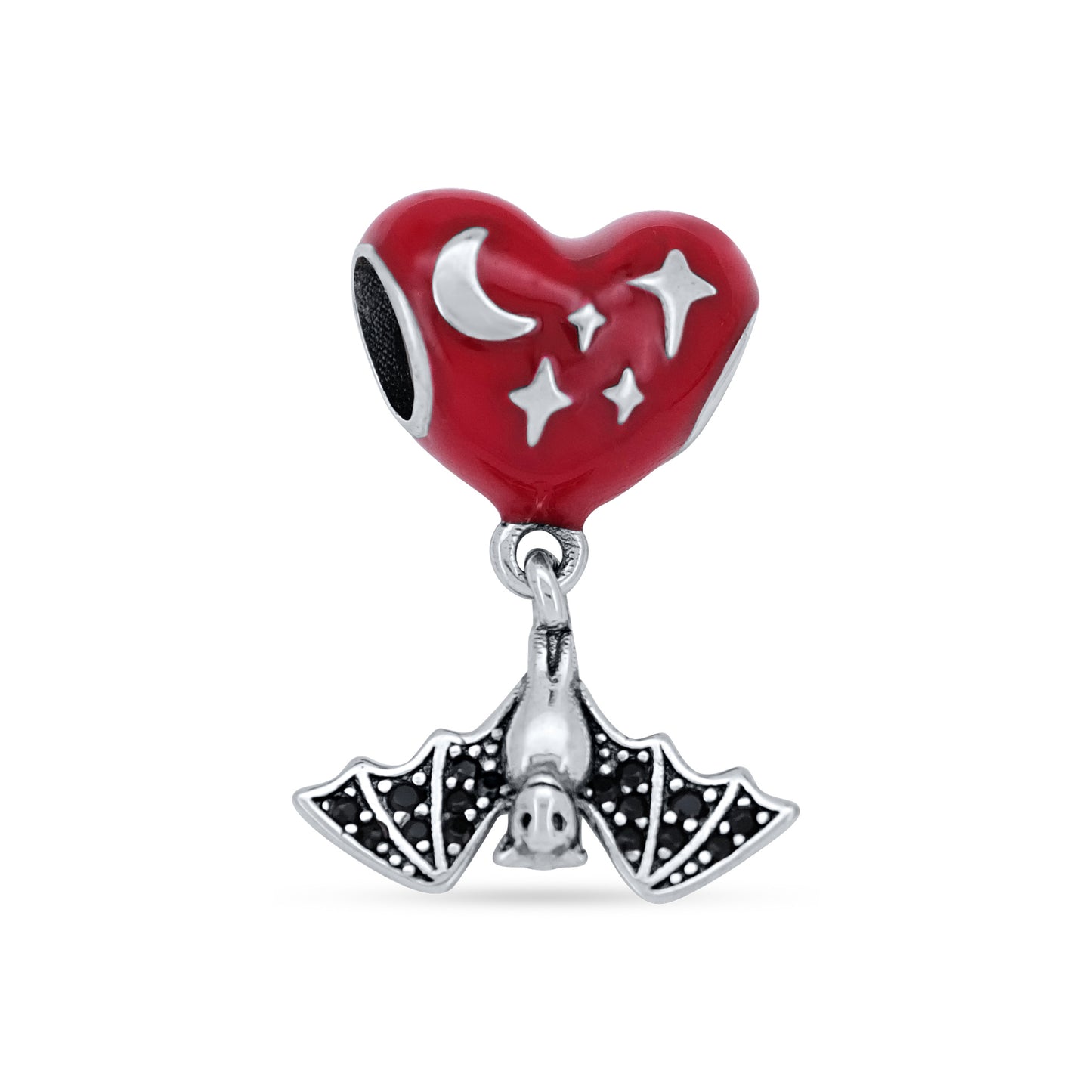 Red Heart with Bat Charm