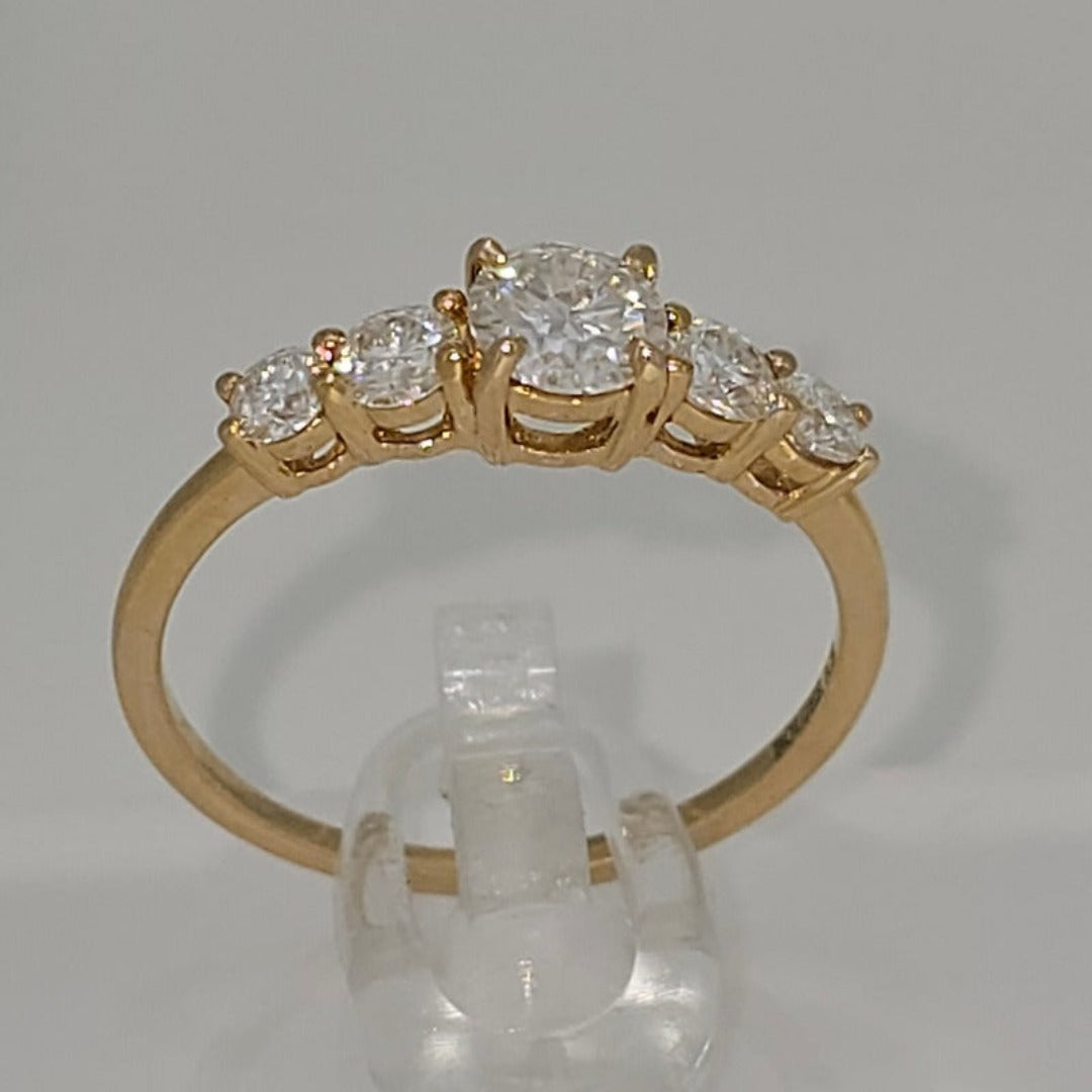 Dainty 5 Stone Brilliant Round Cut Diamond Solid Gold Ring by Boujee Ice