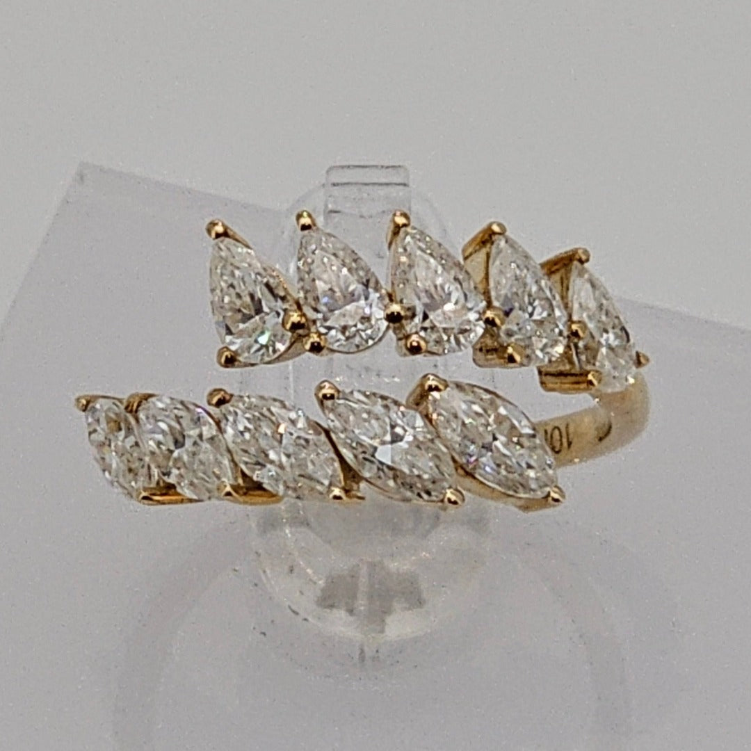 Marquise Pear Diamond Solid Gold Designer Luxury Ring by Boujee Ice