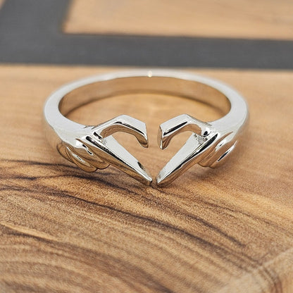 Sterling Silver Romantic Heart Gesture Ring from Boujee Ice