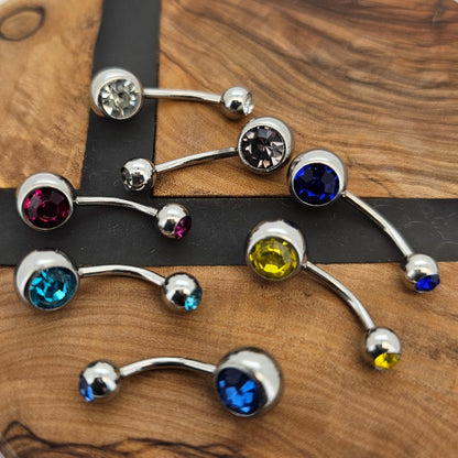 Birthstone Crystal Ball Belly Button Barbell