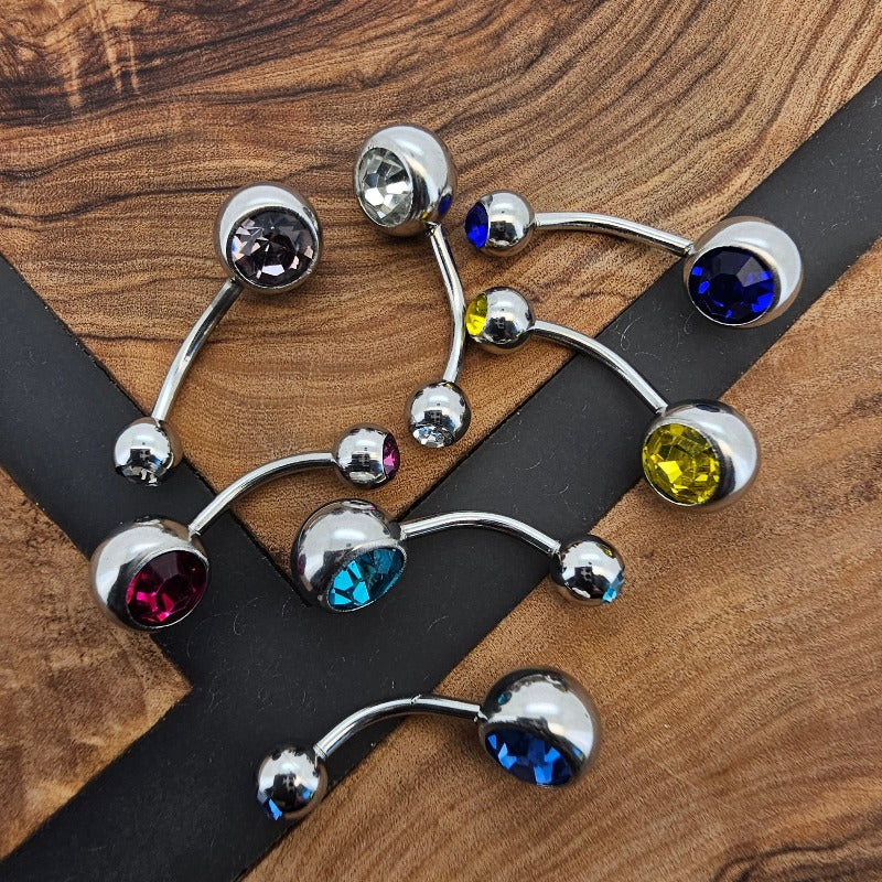 Birthstone Crystal Ball Belly Button Barbell