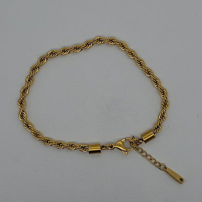 Strong Durable Stainless Steel Twist Rope Chain Anklet Coated in 14 Karat Gold by Boujee Ice
