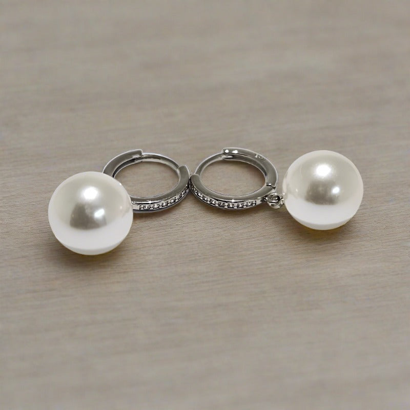 Beautiful Sterling Silver with Natural Freshwater Pearls in a crystal drop earring style
