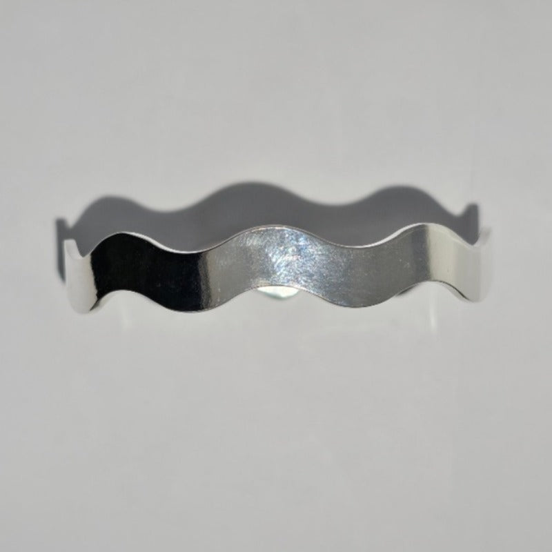 Sterling Silver Smooth Wave Cuff Bracelet from Boujee Ice