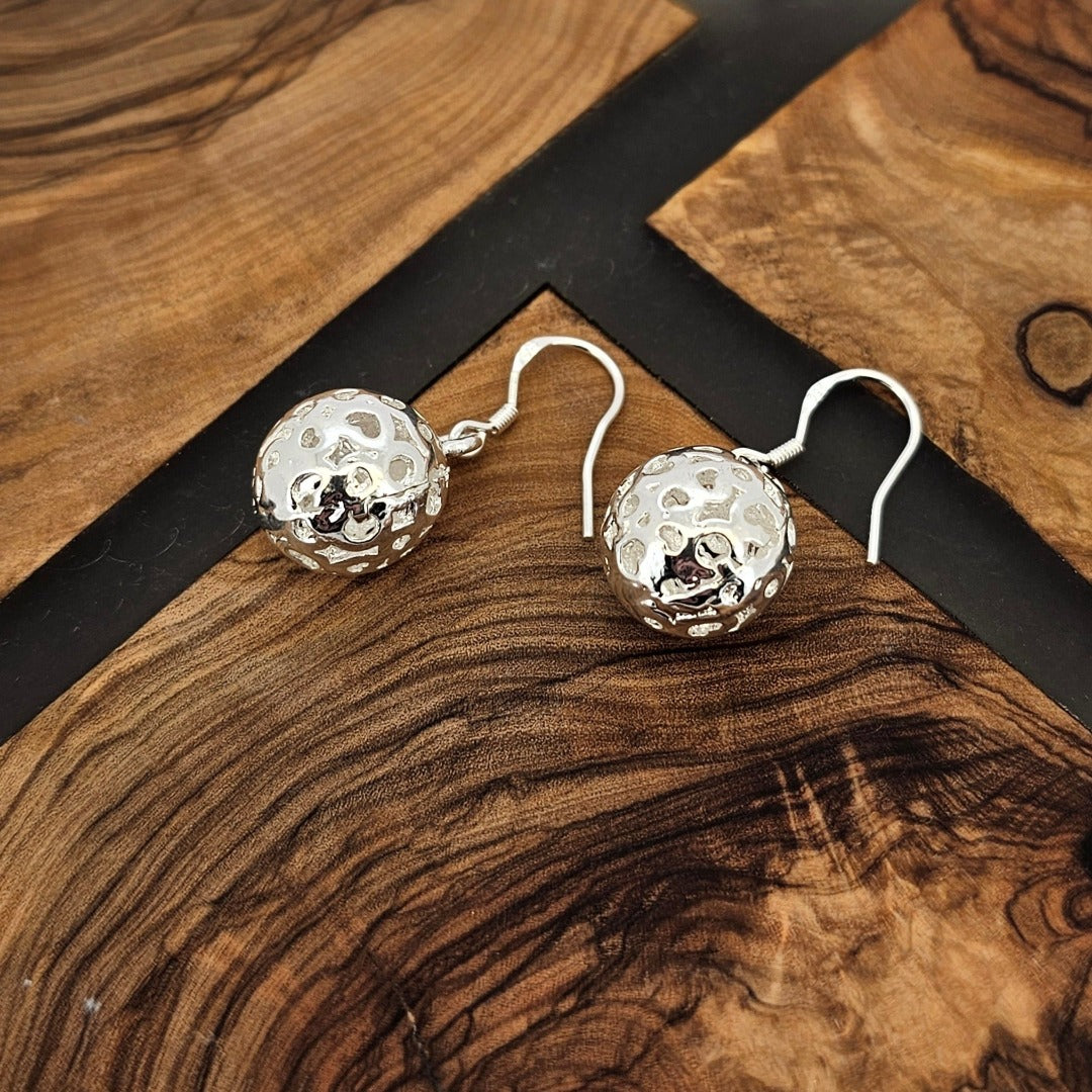 Sterling Silver Hollow Ball Earrings Bracelet Necklace Set
