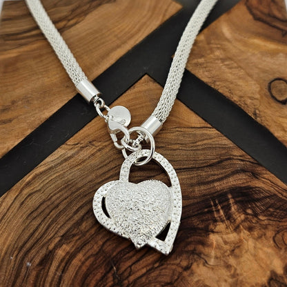 925 Sterling Silver Solid Double Heart Necklace from Boujee Ice