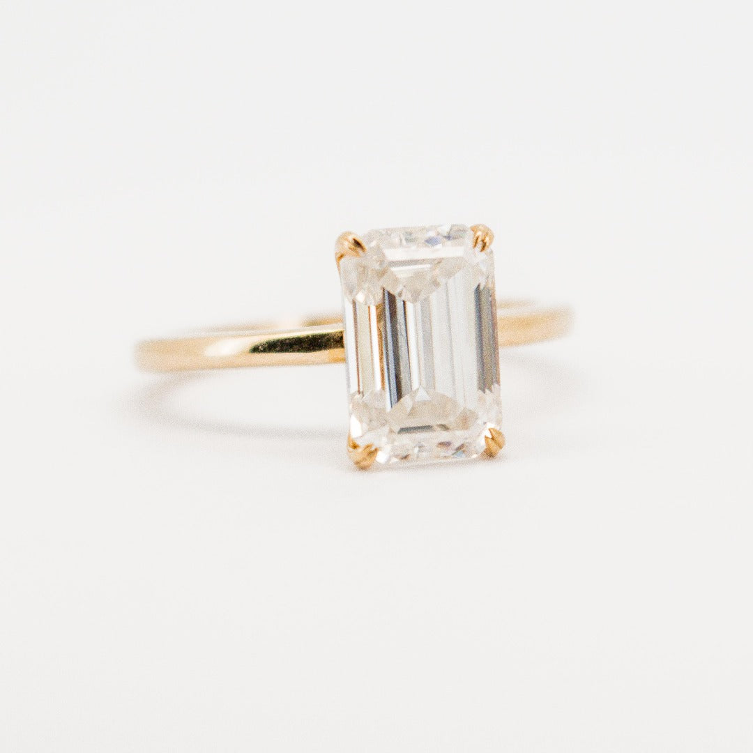 Lavish 4 Carat Solid Gold Emerald Cut Diamond Solitaire Ring from Boujee Ice