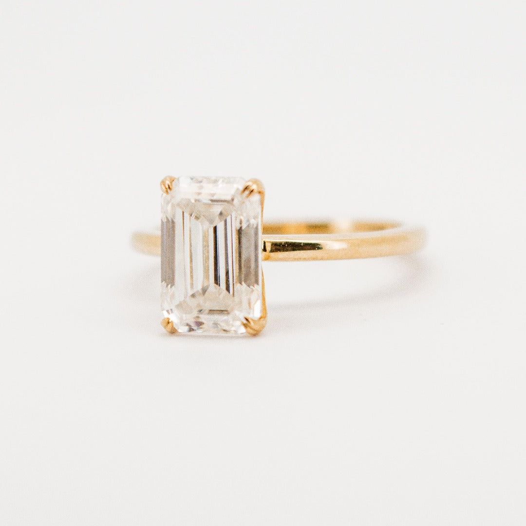 Lavish 4 Carat Solid Gold Emerald Cut Diamond Solitaire Ring from Boujee Ice