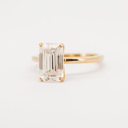 Lavish 4 Carat Solid Gold Emerald Cut Diamond Solitaire Ring from Boujee Ice