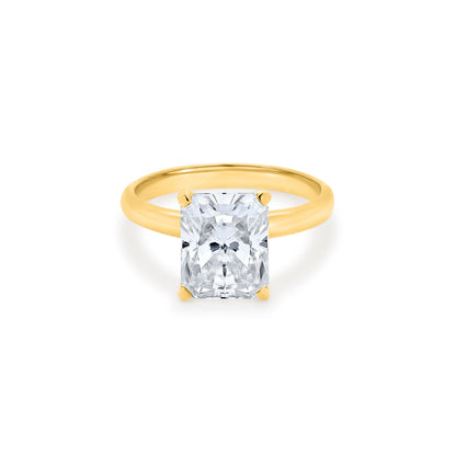 Stunning Radiant Cut 4 Carat Solitaire Diamond Classic Solid Gold Band Engagement Ring by Boujee Ice