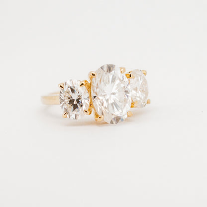 5.5 Carat Solid Gold 3 Stone Oval Cut Diamond Luxury Ring from Boujee Ice