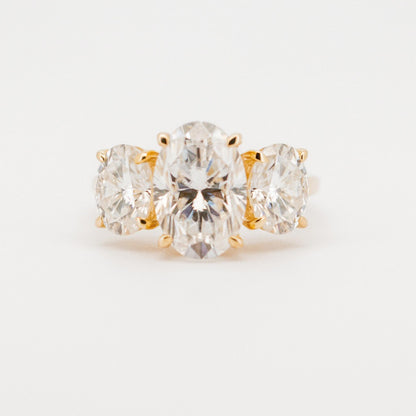 5.5 Carat Solid Gold 3 Stone Oval Cut Diamond Luxury Ring from Boujee Ice