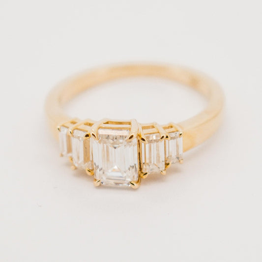 Love Emeralds this 5 stone Emerald Cut Diamonds set in Solid Gold from Boujee Ice is for you