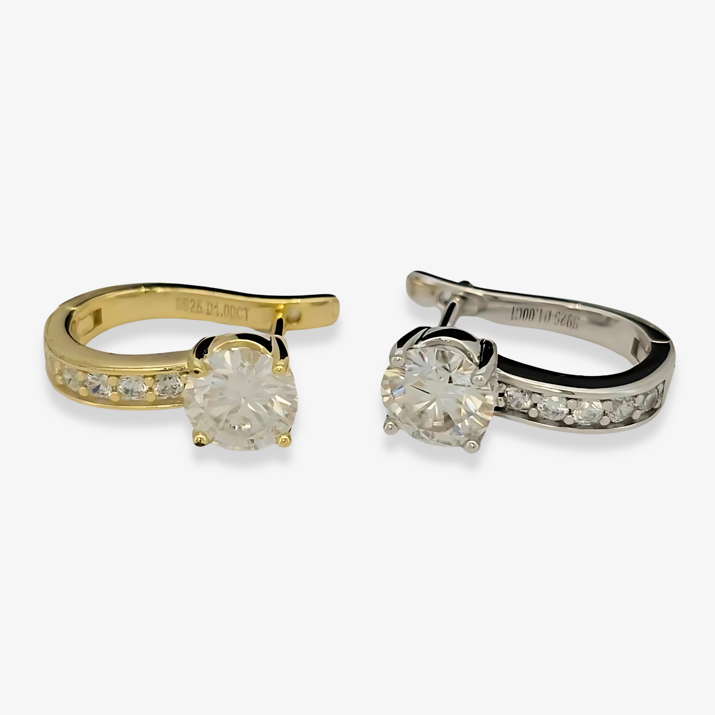 Beautiful Diamond Hoop Earrings with 1ct Stud from Boujee Ice