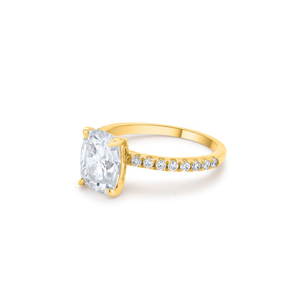 Video of Beautiful 14 Karat Solid Gold Cushion Cut Diamond Ring with Pave Band from Boujee Ice