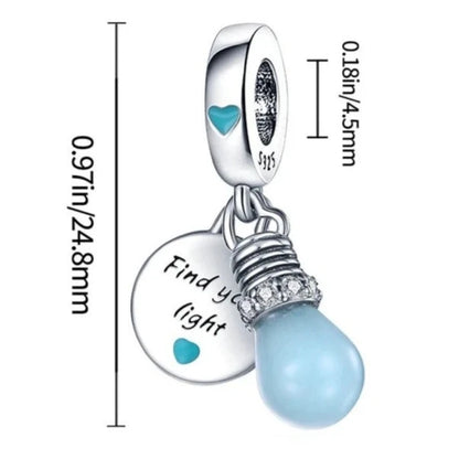 Find Your Light Luminous Lightbulb Charm for Charm Bracelets by Boujee Ice