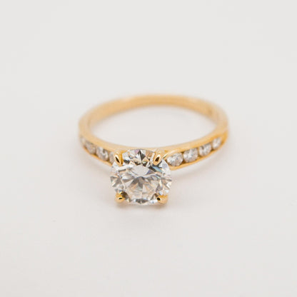 Luxury Beautiful 10 Karat Solid Gold Brilliant Cut Diamond Solitaire with Bezel Set Diamond Band from Boujee Ice