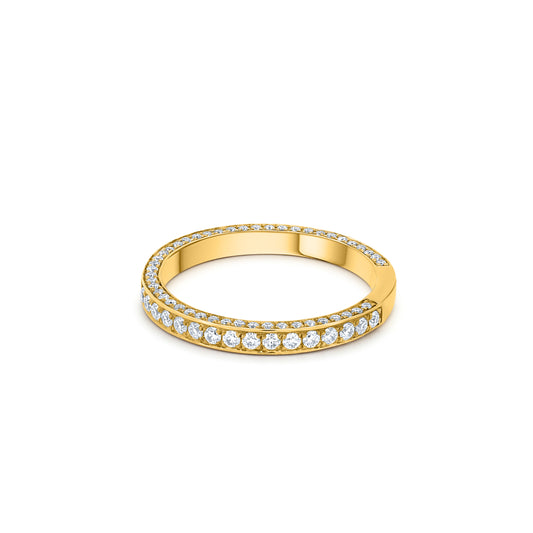 Luxurious Solid Gold 10K Round Cut Bezel Set Diamond Ring Band  from Boujee Ice on Model Finger