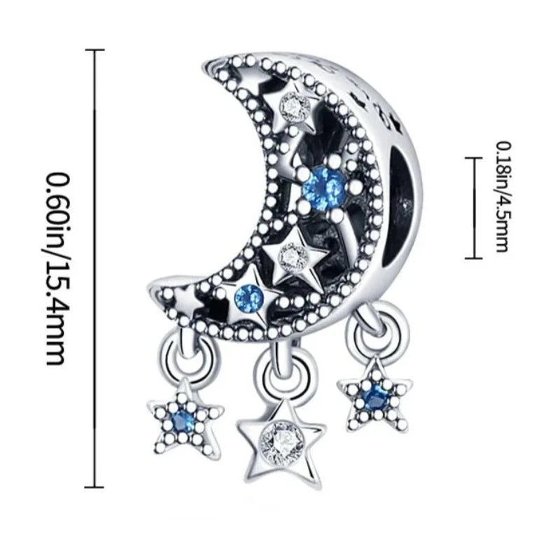 Moon and Dangle Stars Charm for Charm Bracelets from Boujee Ice