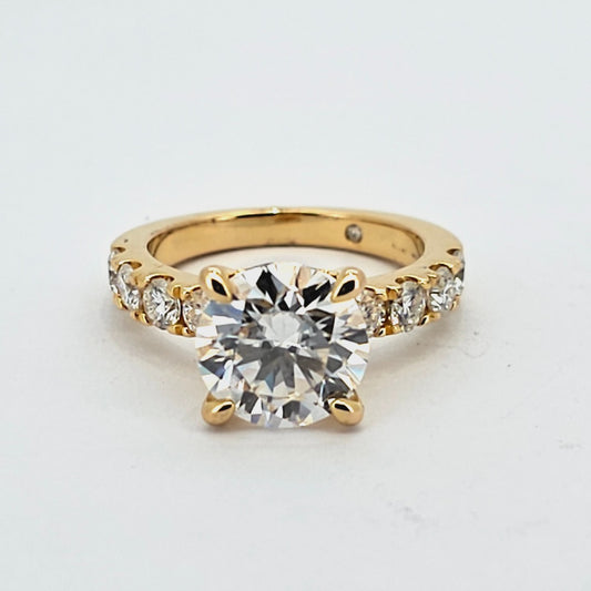 Spectacular Beautiful Round Cut Diamond Ring with Diamond Band from Boujee Ice