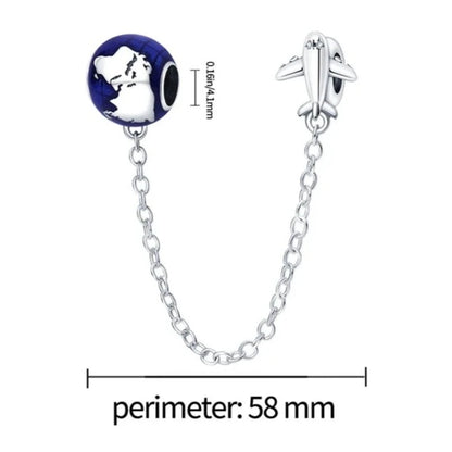 Plane & World Globe Chain Spacer Charm for Charm Bracelets from Boujee Ice