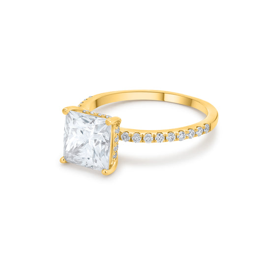 Beautiful Traditional 14 Karat Solid Gold Princess Cut Diamond Ring from Boujee ice