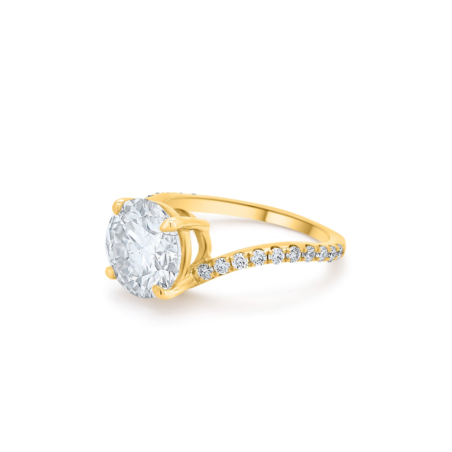 Round Cut Diamond Centre Stone with Off-Centred Pave Band from Boujee Ice