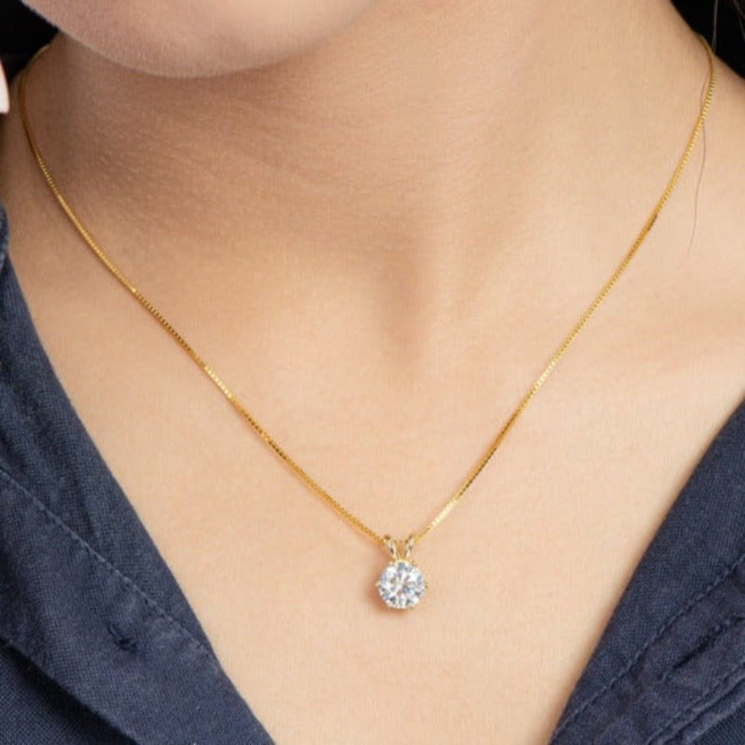 Stunning Dazling Solitaire Diamond Necklace Pendant from Boujee Ice