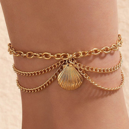 Triple Chain Charm Anklets