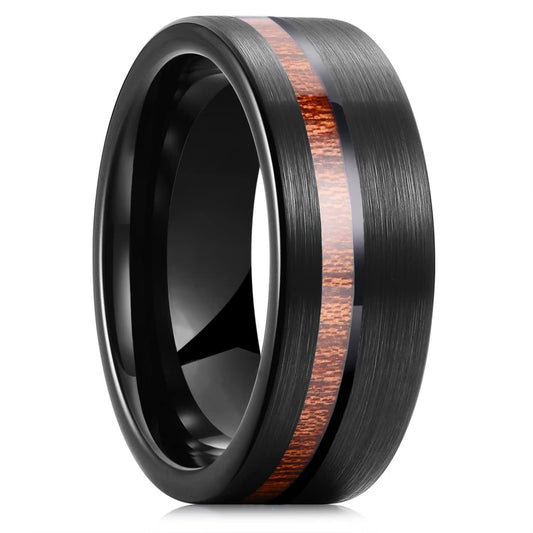 Black Brushed Koa Inlay Ring