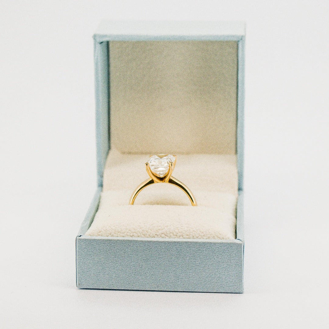 Stunning Radiant Cut 4 Carat Solitaire Diamond Classic Solid Gold Band Engagement Ring by Boujee Ice