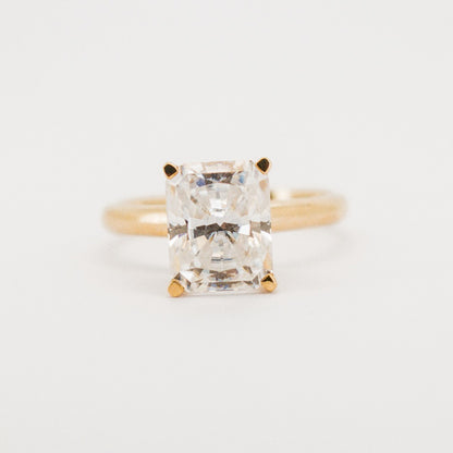 Stunning Radiant Cut 4 Carat Solitaire Diamond Classic Solid Gold Band Engagement Ring by Boujee Ice