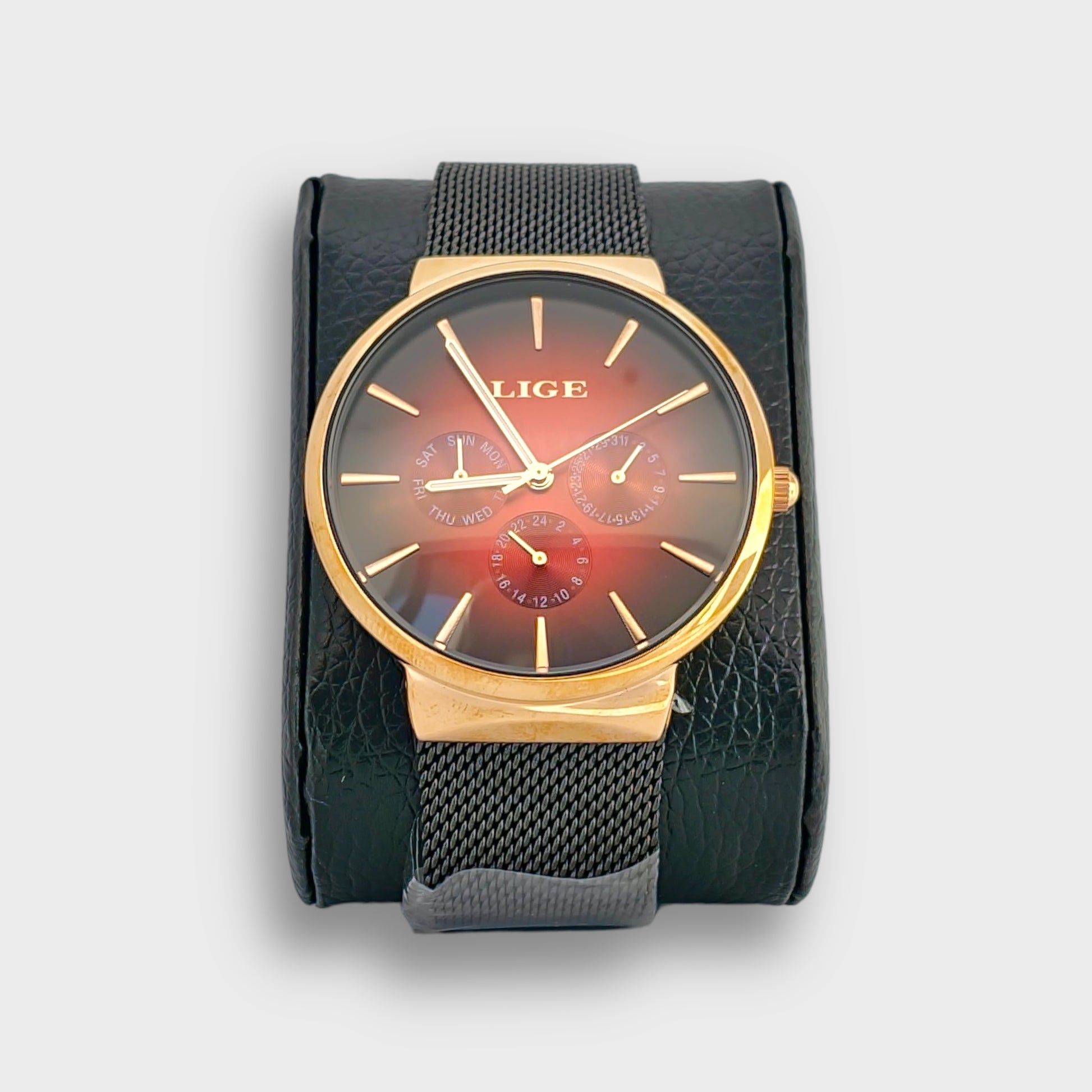 Top Brand LIGE Luxury Ultra-Thin Unisex Quartz Watch in Red Green or Blue