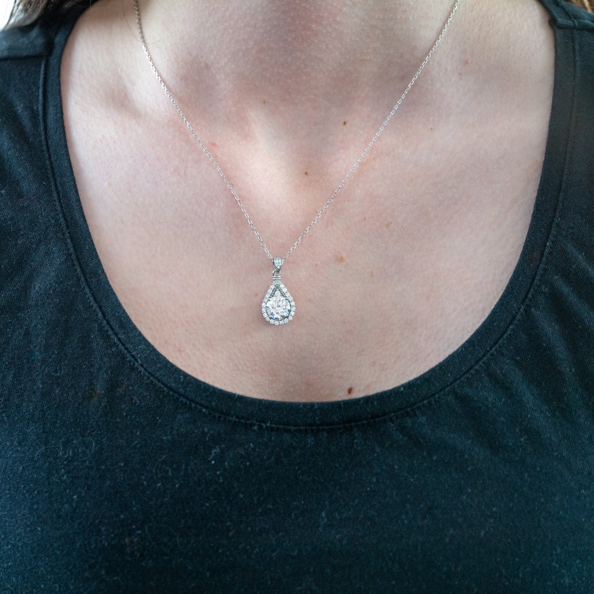 Two Styles of Drop Pear Shaped Diamond Princess Pendant Necklace from Boujee Ice