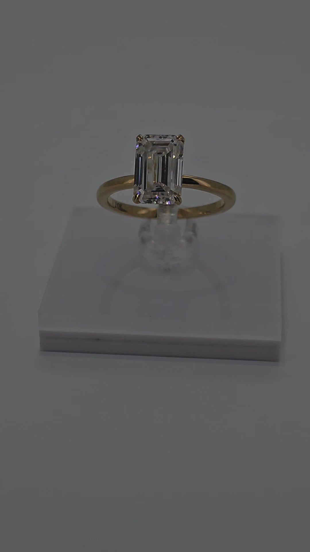 Video of Lavish 4 Carat Solid Gold Emerald Cut Diamond Solitaire Ring from Boujee Ice