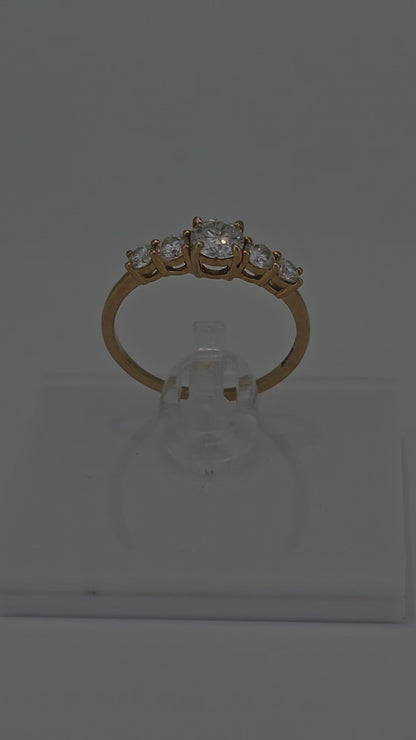 Video of Dainty 5 Stone Brilliant Round Cut Diamond Solid Gold Ring by Boujee Ice