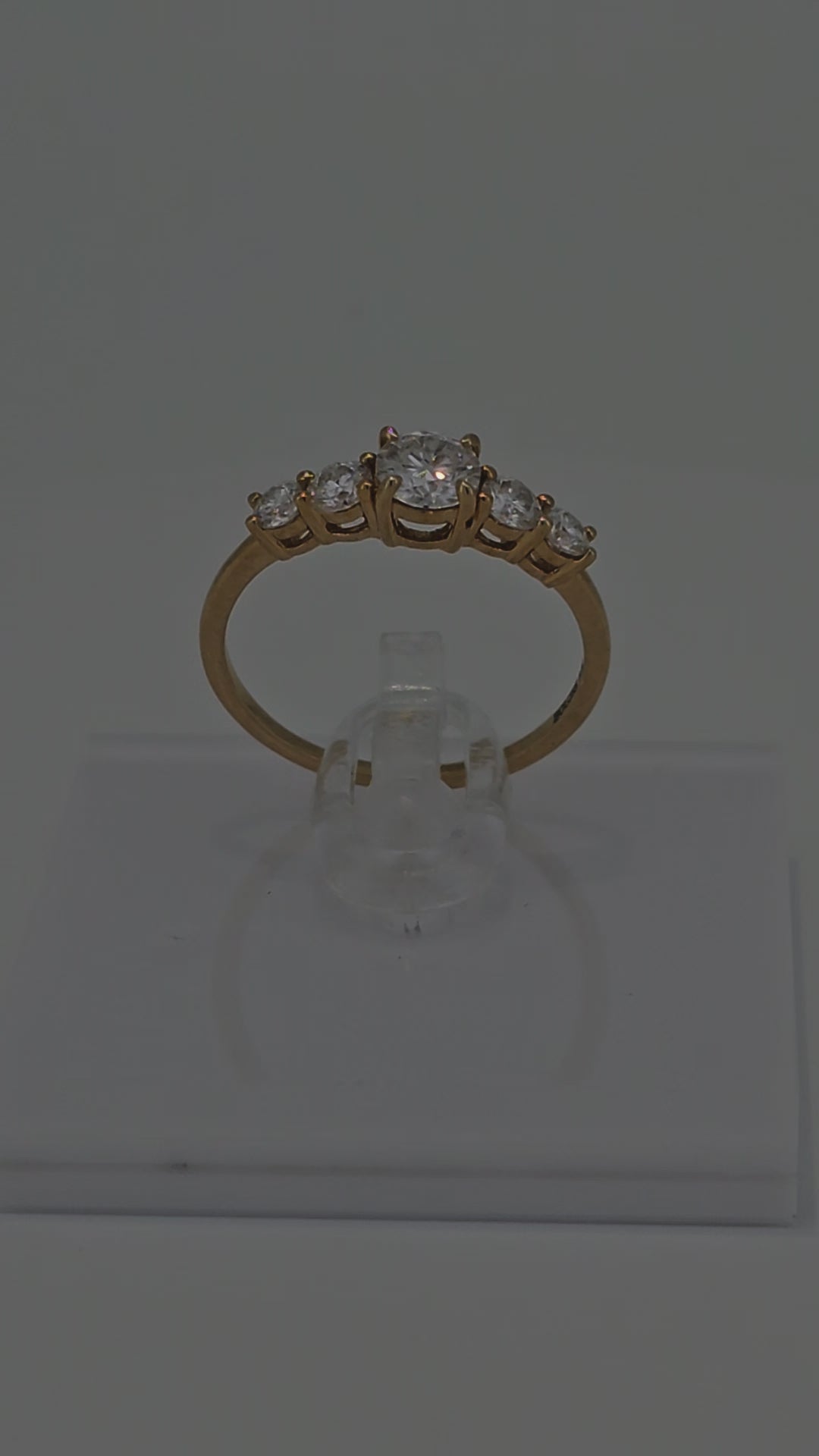 Video of Dainty 5 Stone Brilliant Round Cut Diamond Solid Gold Ring by Boujee Ice