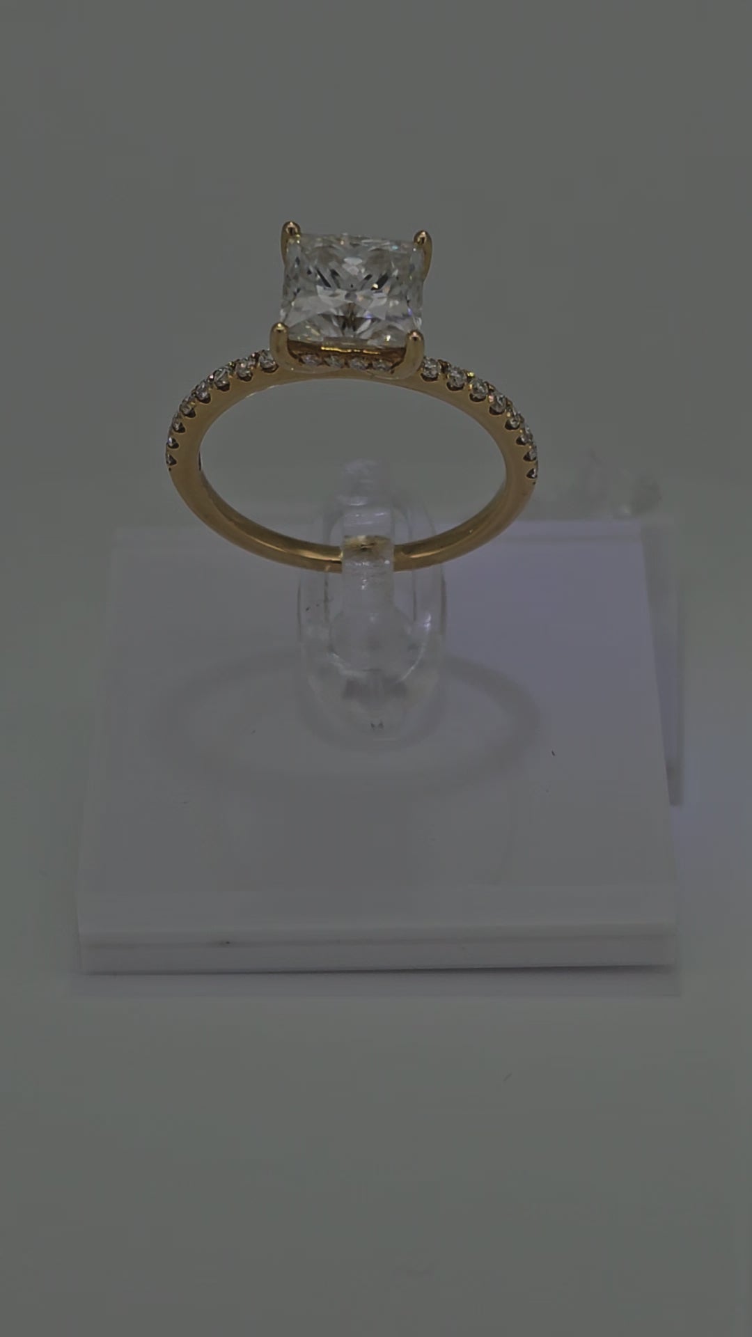 Beautiful Traditional 14 Karat Solid Gold Princess Cut Diamond Ring from Boujee ice