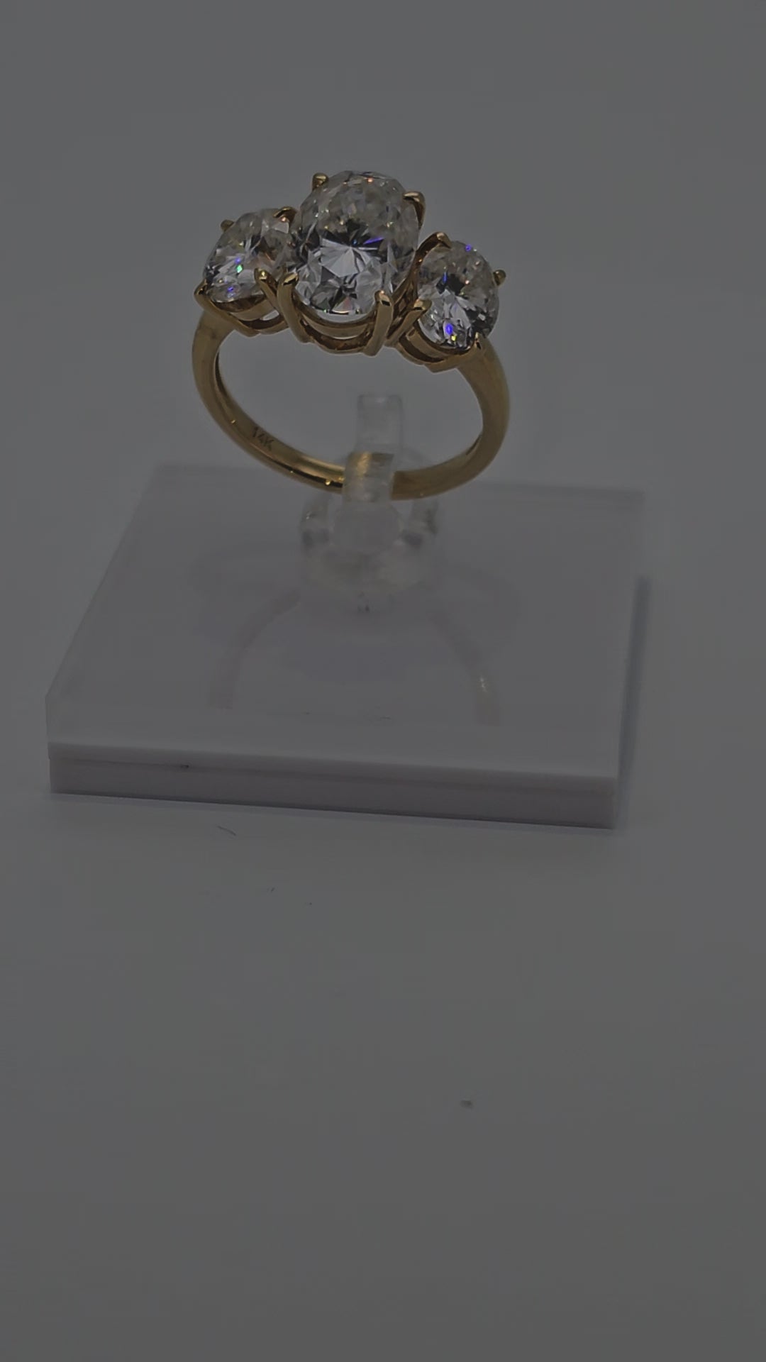 Video of 5.5 Carat Solid Gold 3 Stone Oval Cut Diamond Luxury Ring from Boujee Ice