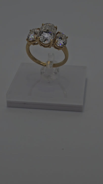 Video of 5.5 Carat Solid Gold 3 Stone Oval Cut Diamond Luxury Ring from Boujee Ice