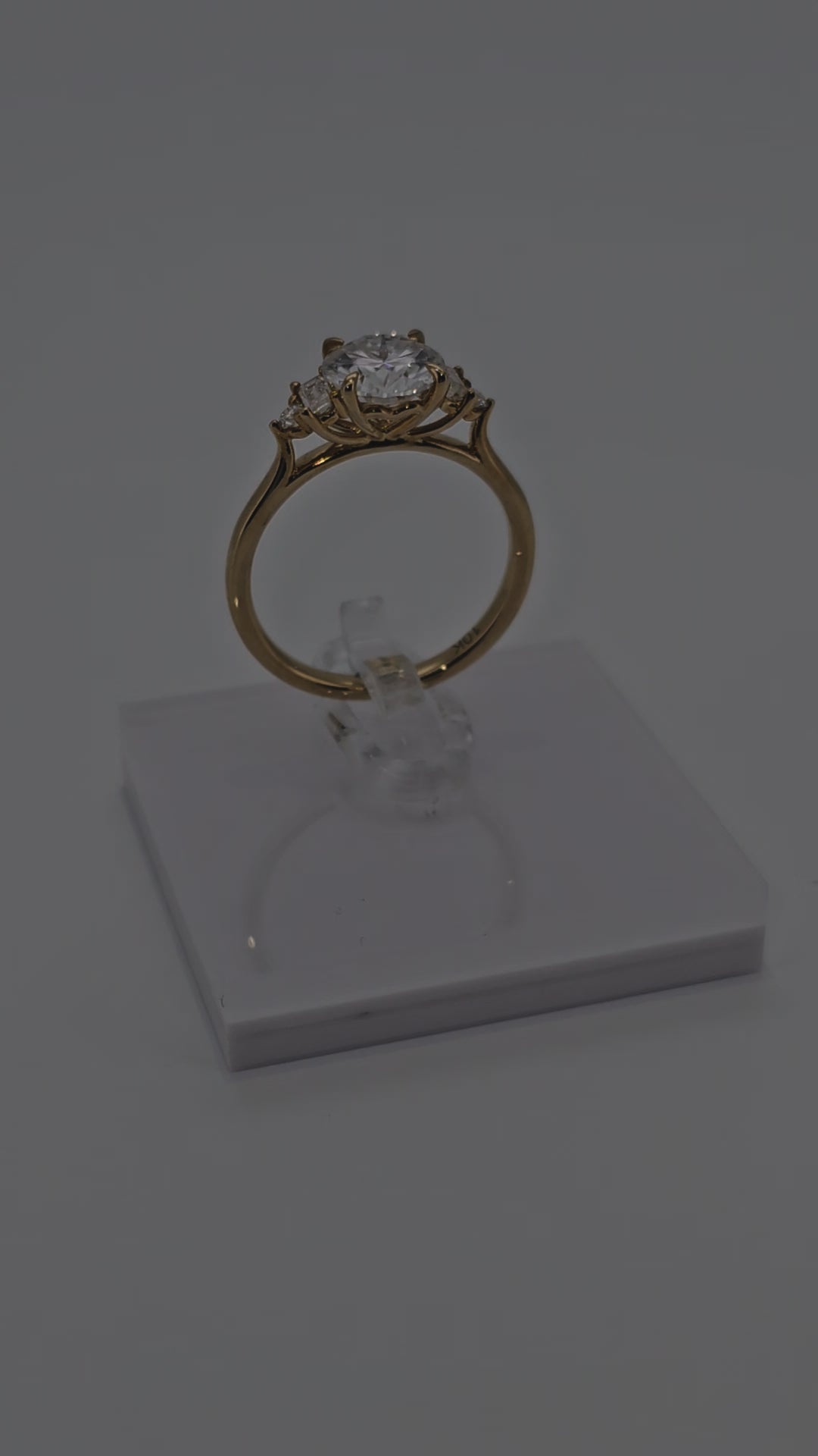 Video of Beautiful 10 Karat Solid Gold Round Cut Diamond and Baguette Ring from Boujee Ice