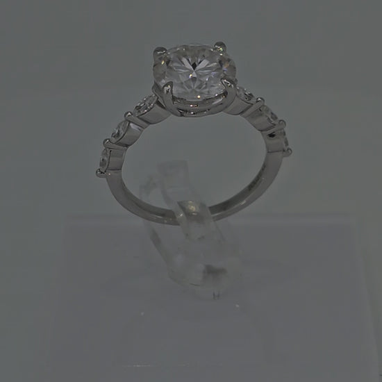 Video of Spectacular 14 Karat Solid Gold Brilliant Cut Diamond Ring with Marquise Bubble Band from Boujee Ice in White Gold